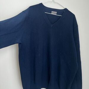 100% Cashmere Men's sweater Navy blue vintage Pure cashmere sweater Size XL